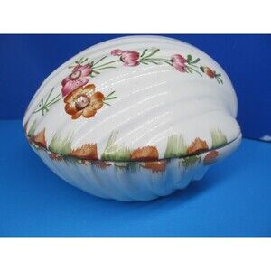 Bassano Italy Vintage Covered Sea Shell Shaped Bowl Approx 7"H X 5"L Has Crazing